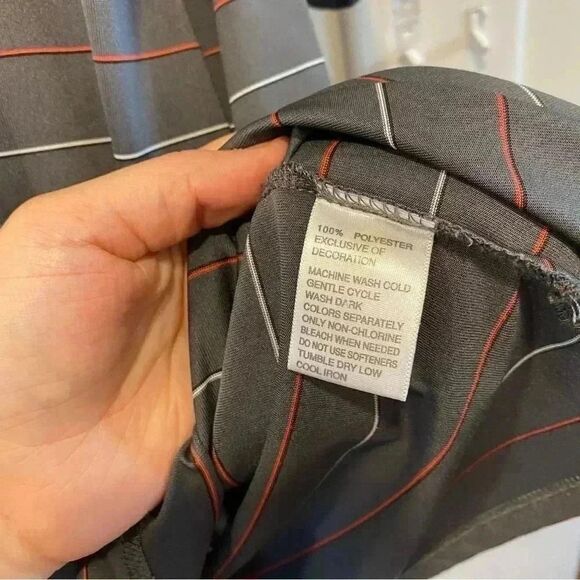 Greg Norman play dry stripe polo men's size large athletic performance gray golf - Picture 9 of 9